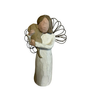1999 Susan Lordi Willow Tree Angel of Friendship Holding Puppy dog 5" Ornament